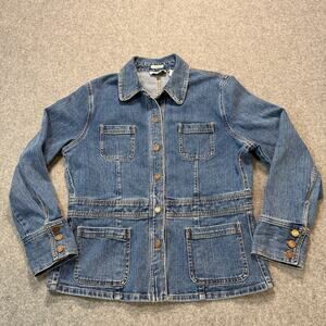 Women's Jones Sport Denim Blue Jean Button‎ Front Jacket Size Large